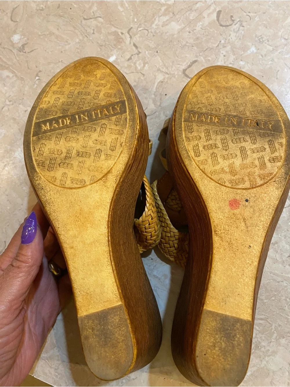 Italina Yellow Tan Braided Slide Sandals